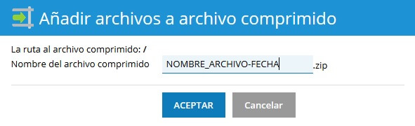 Especificar nombre de archivo de copia de seguridad