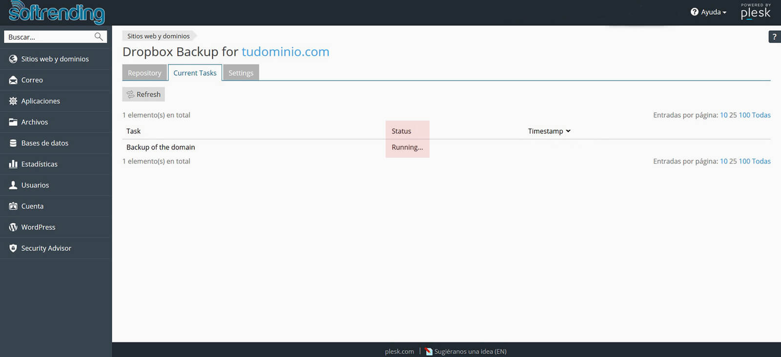 Programación de backups con guardado en Dropbox