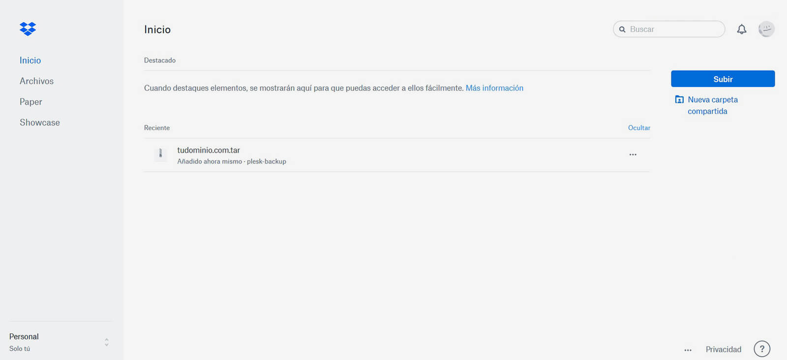 Crear copia de seguridad con la cuenta de Dropbox